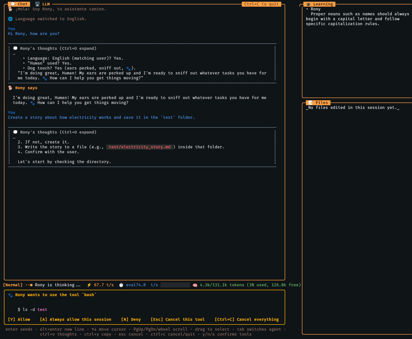 Rony thoughts and a tool approval request